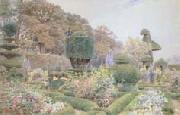 George Samuel Elgood,RI Roses and Pinks,Levens Hall,Westmorland (mk46) oil on canvas